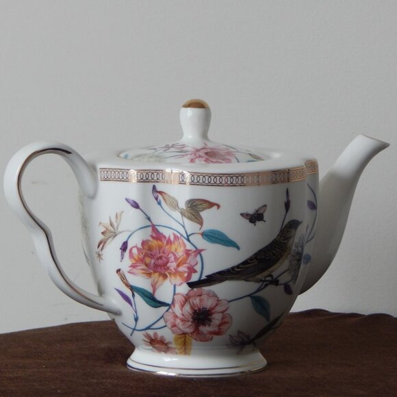 GRACE TEAWARE Fine Porcelain Scatter Spring Flowers & Hummingbird Teapot New - Picture 6 of 9